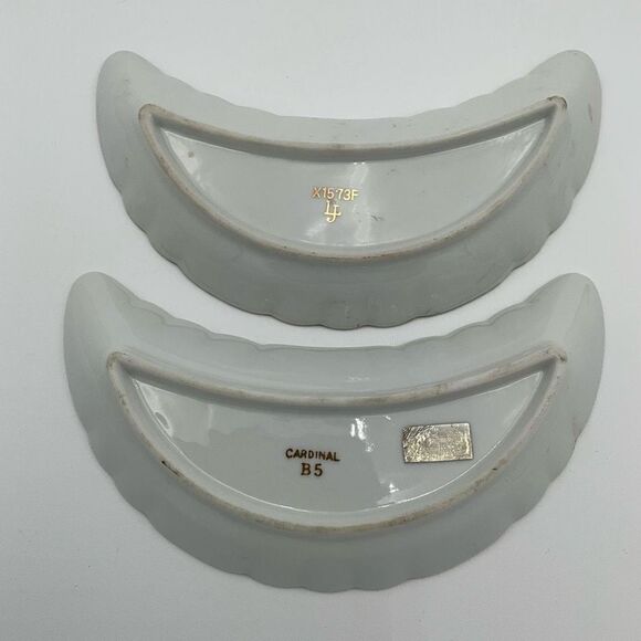 VINTAGE LJ Porcelain Japan Half Moon dishes - Picture 3 of 5